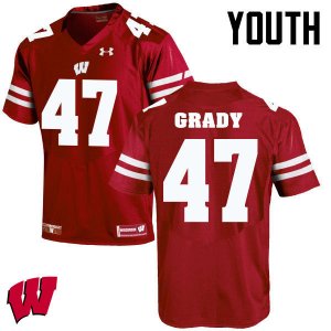 Youth Wisconsin Badgers NCAA #47 Griffin Grady Red Authentic Under Armour Stitched College Football Jersey KB31C25JN